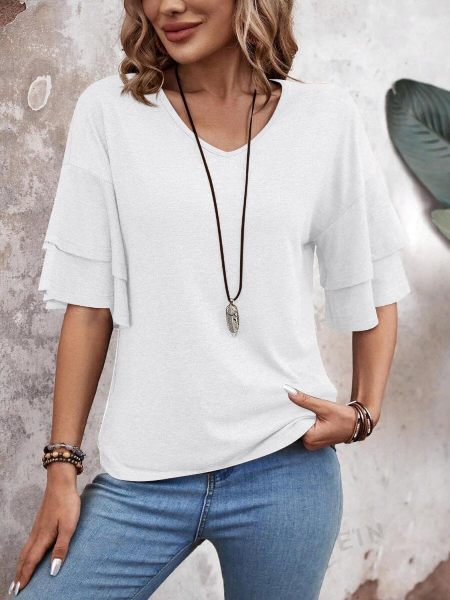 Blouse V-Neck Half Sleeve
