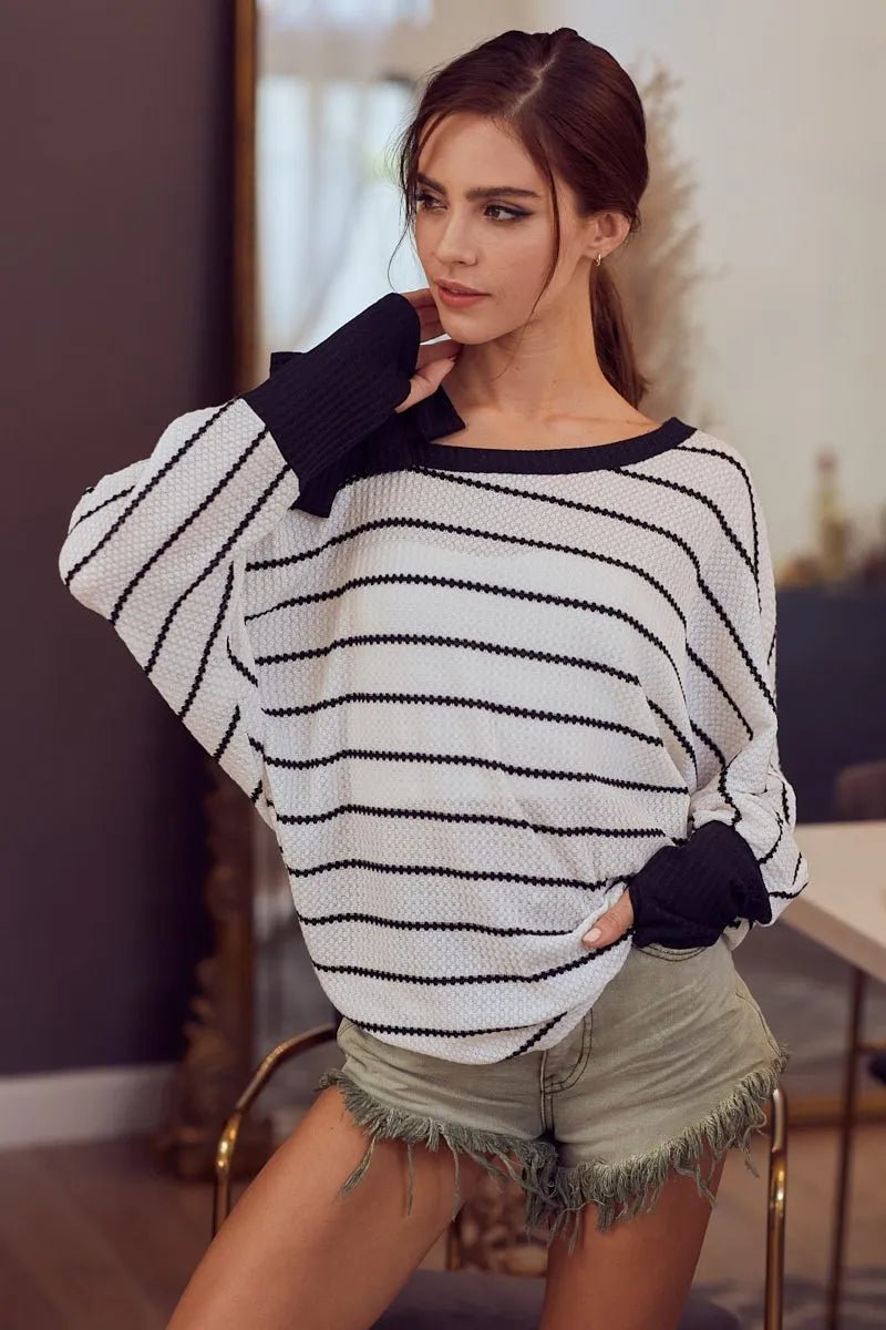 One-Shoulder Waffle Textured Ribbon Top for Everyday Style