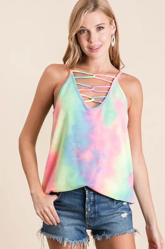 Caged Neck Terry Knit Camisole – Tie Dye Style