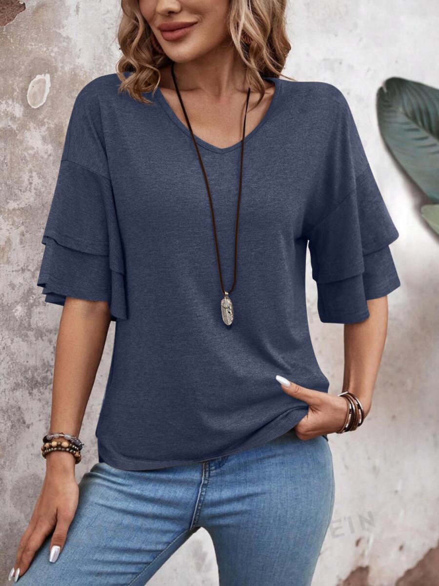 Blouse V-Neck Half Sleeve