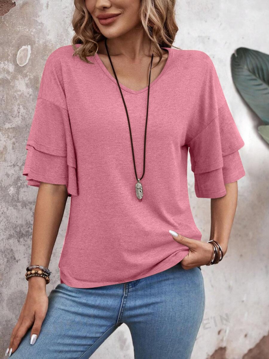 Blouse V-Neck Half Sleeve