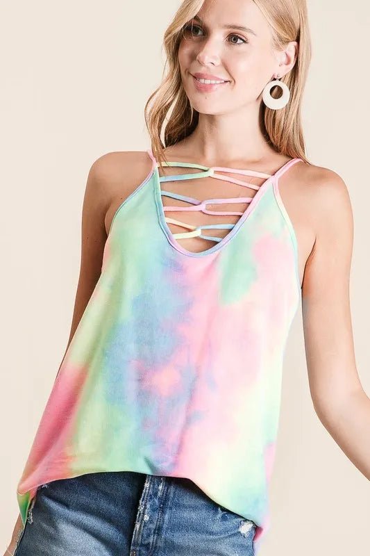 Caged Neck Terry Knit Camisole – Tie Dye Style