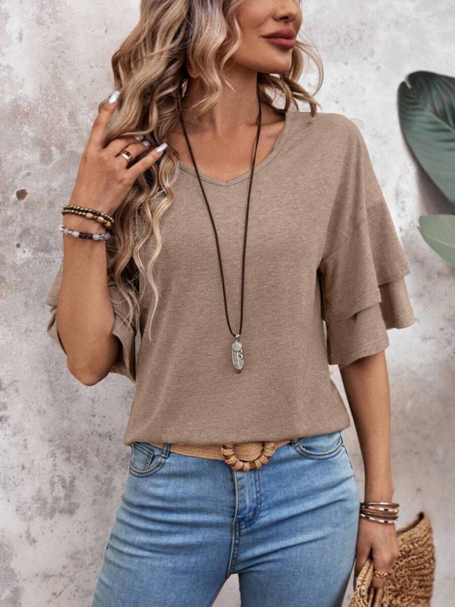 Blouse V-Neck Half Sleeve