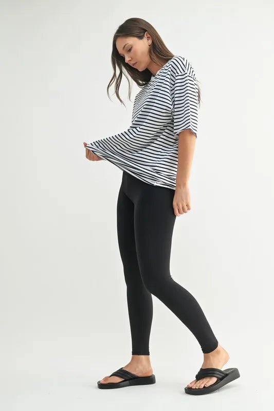 Coastal Cotton Striped Oversized Crewneck Tee – Relaxed Fit