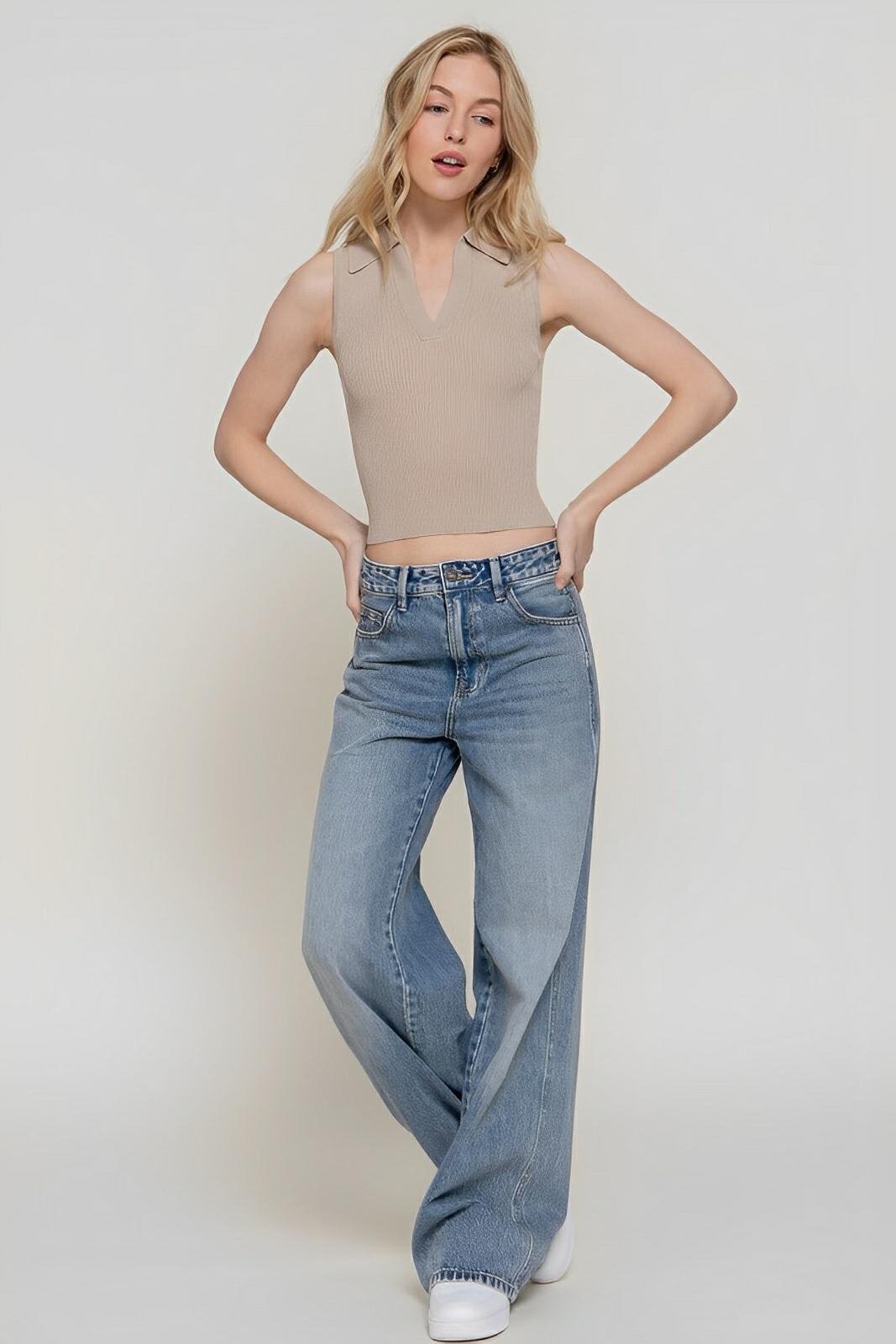Sleeveless Polo Spring Sweater