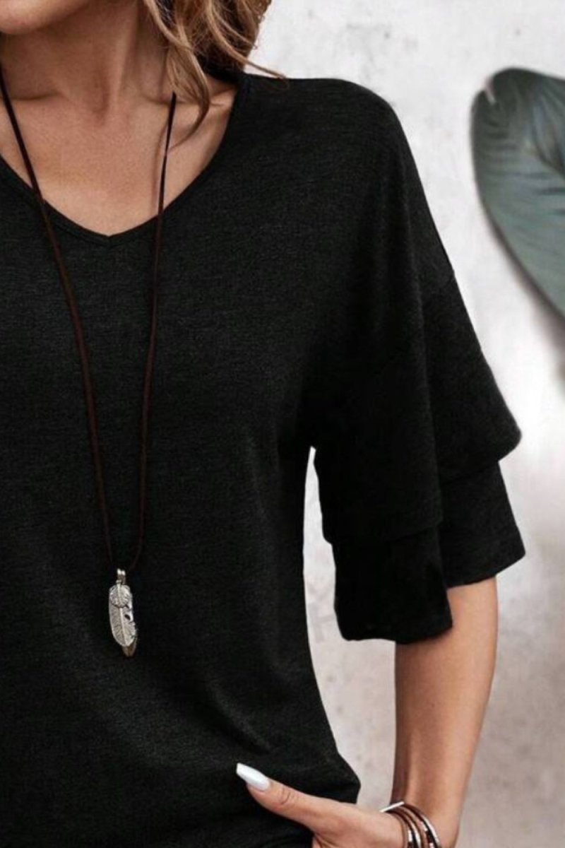 Blouse V-Neck Half Sleeve