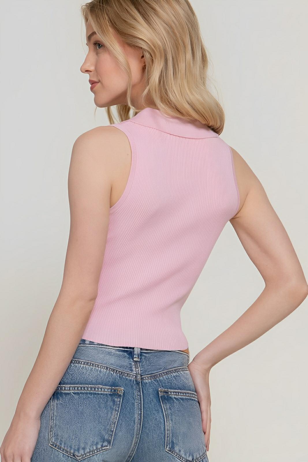 Sleeveless Polo Spring Sweater