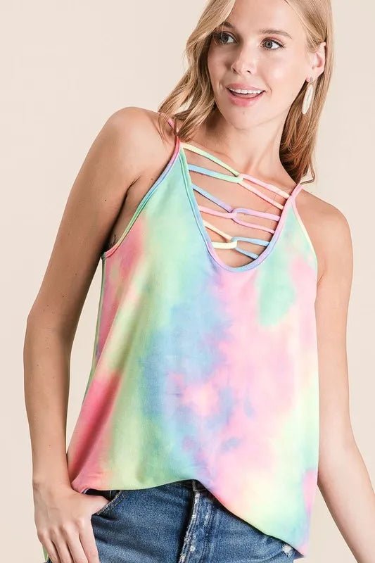 Caged Neck Terry Knit Camisole – Tie Dye Style