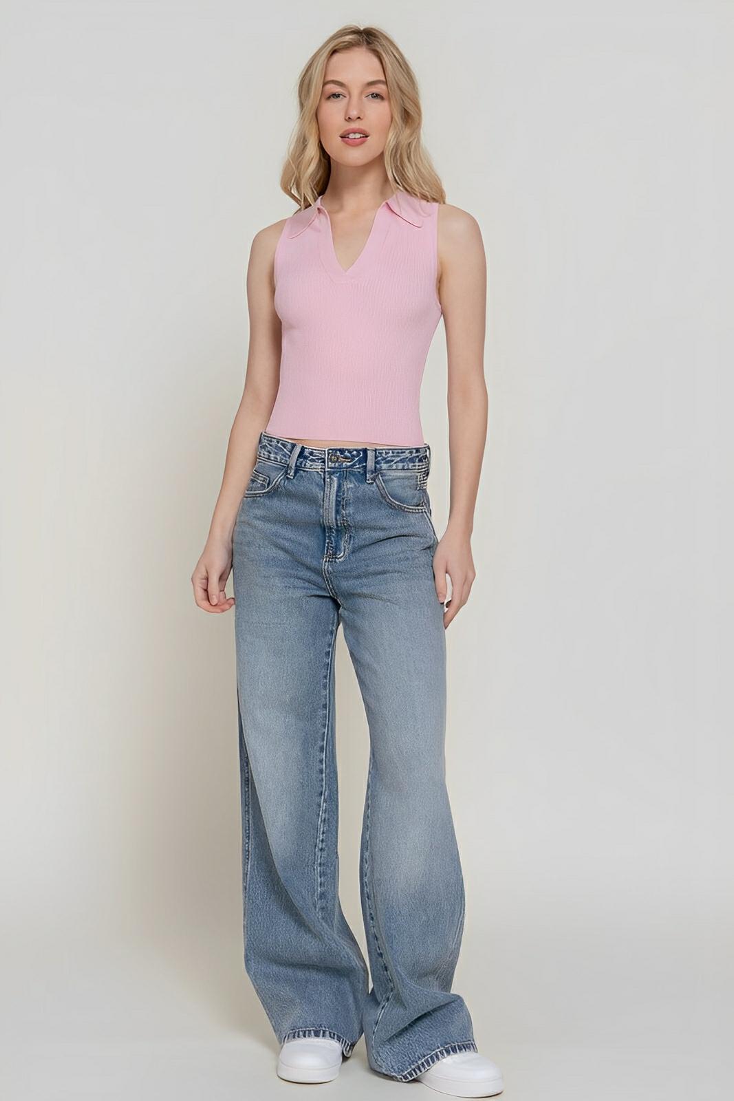 Sleeveless Polo Spring Sweater