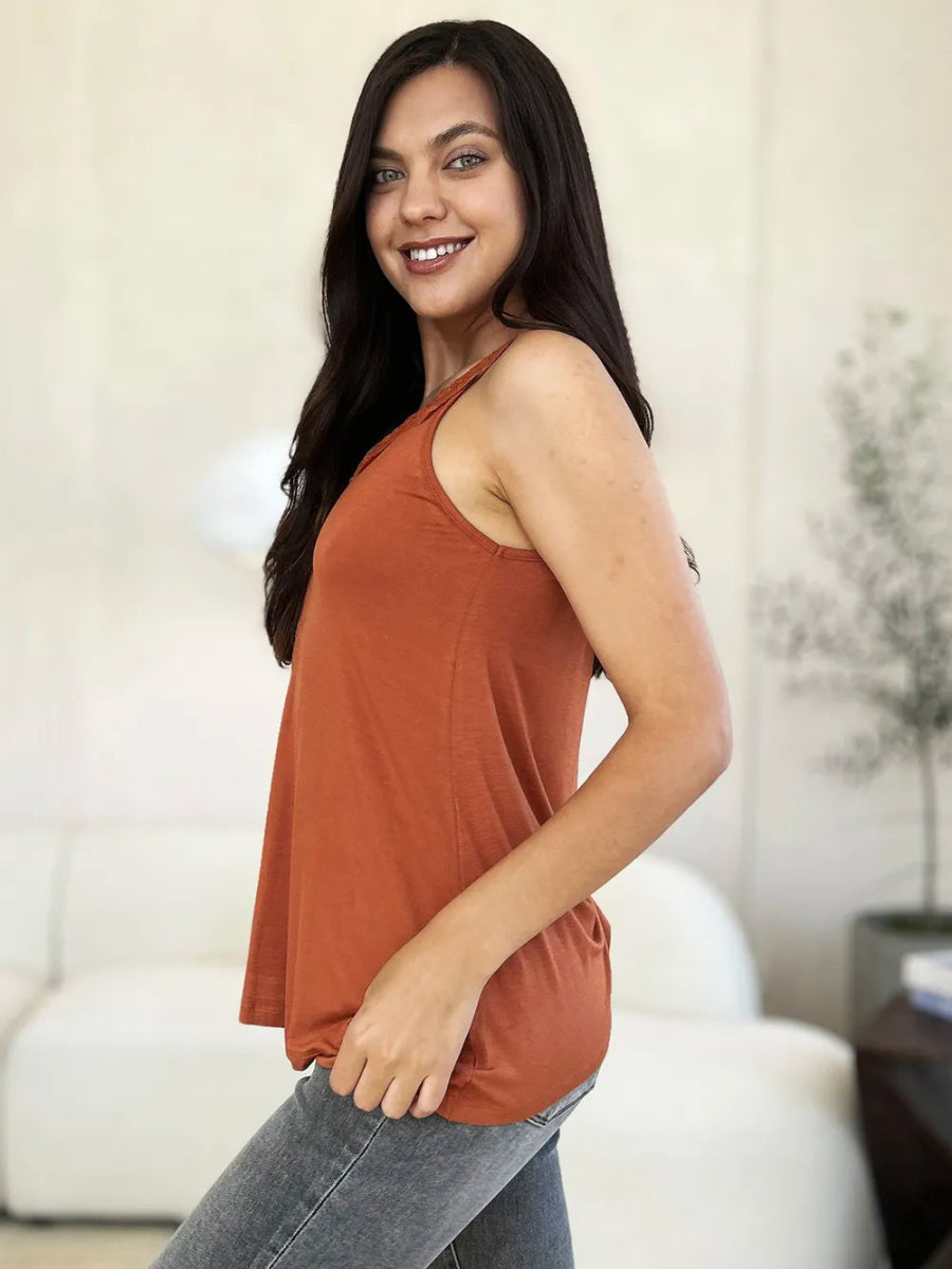 V-Neck Lace Trim Tank Top For Layered Everyday Wear