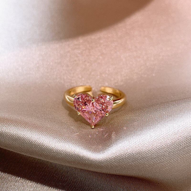 Women's Luminous Crystal Heart Ring