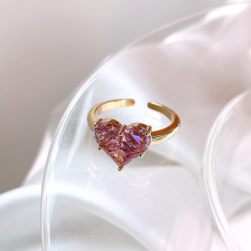 Women's Luminous Crystal Heart Ring