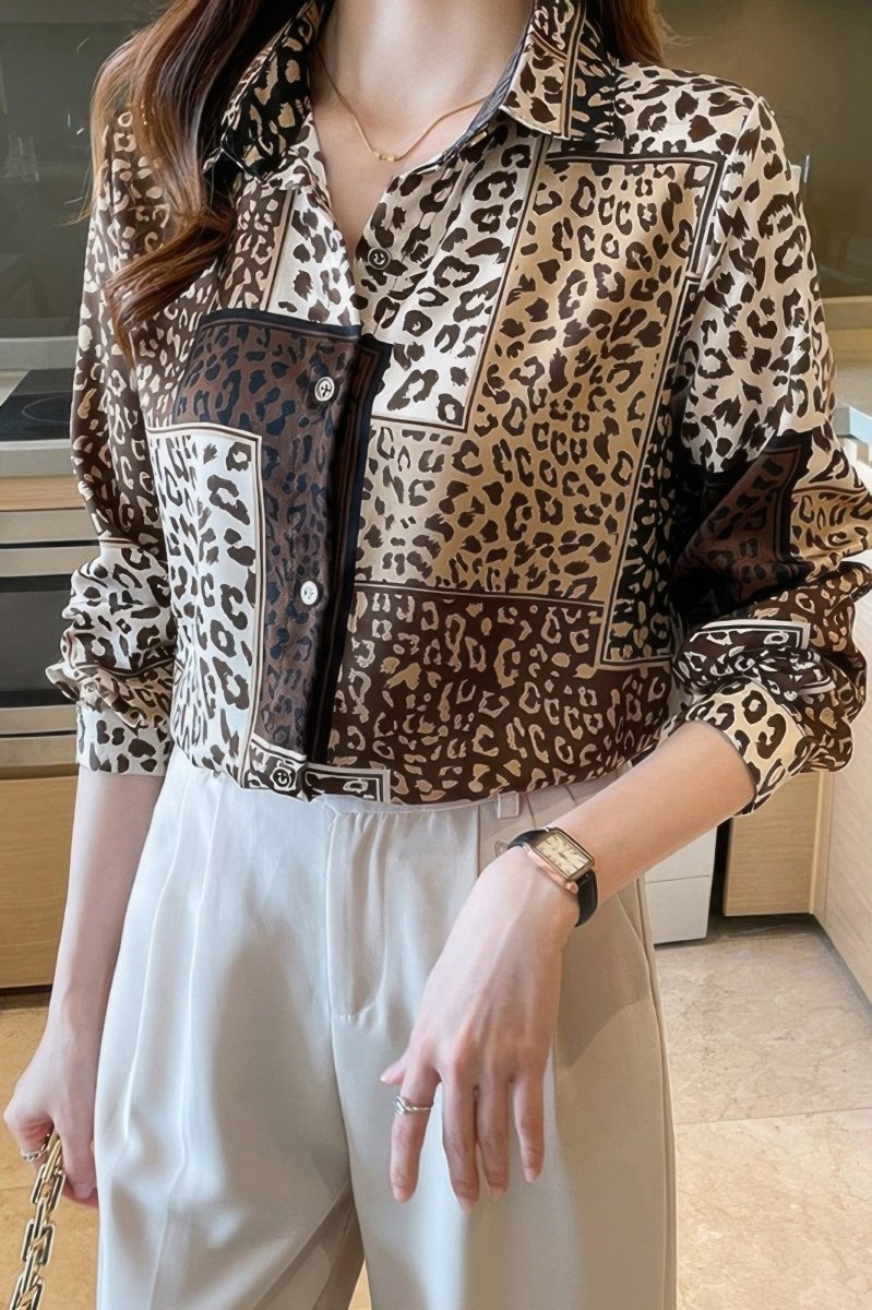 Blouse loose fit chain print drop shoulder summer top