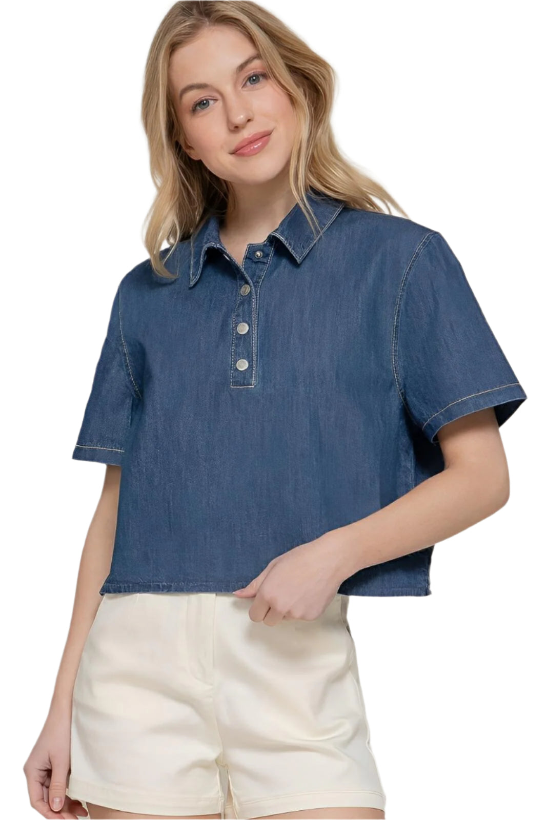 Short Sleeve Boxy Denim Shirt