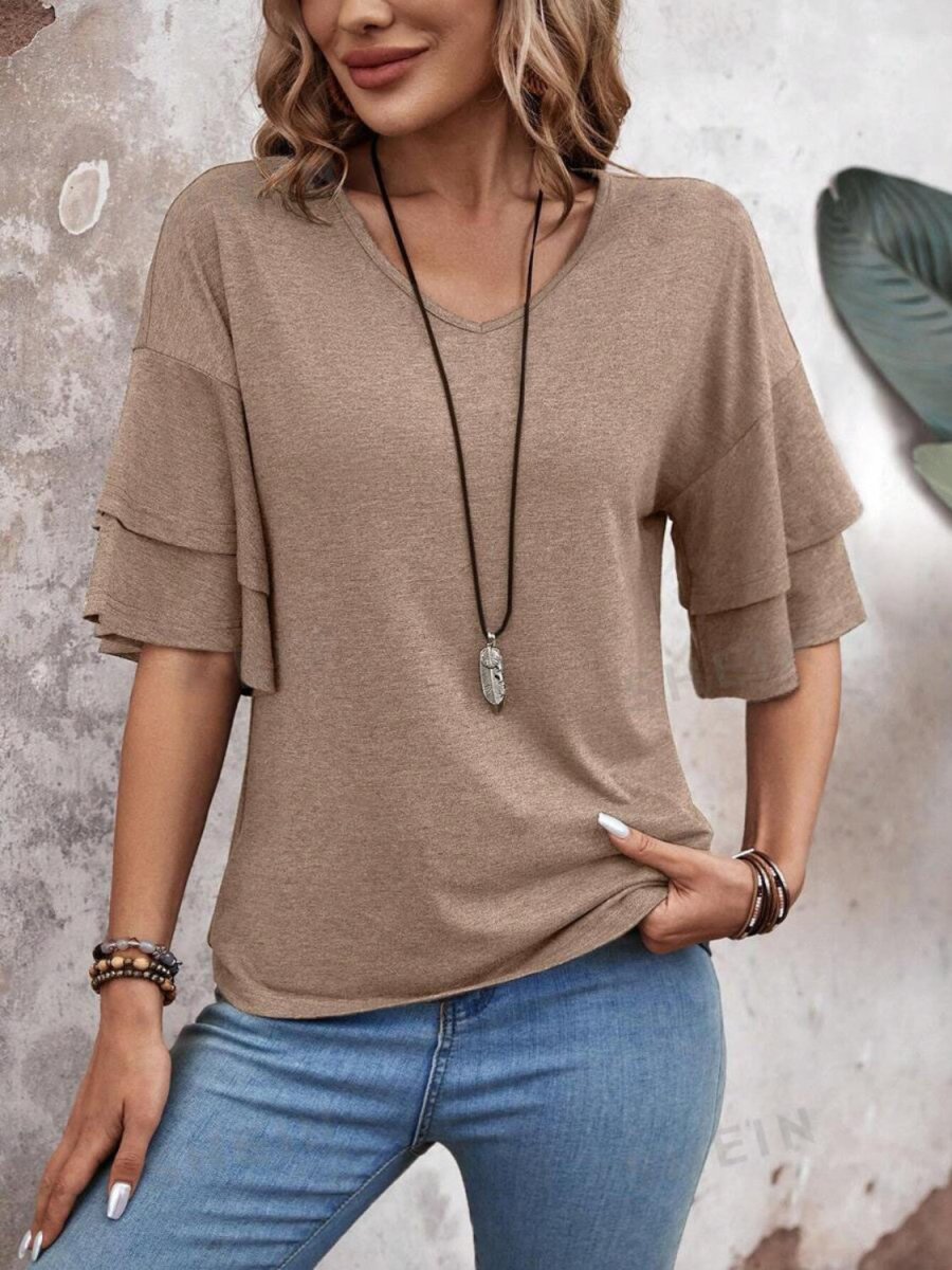 Blouse V-Neck Half Sleeve