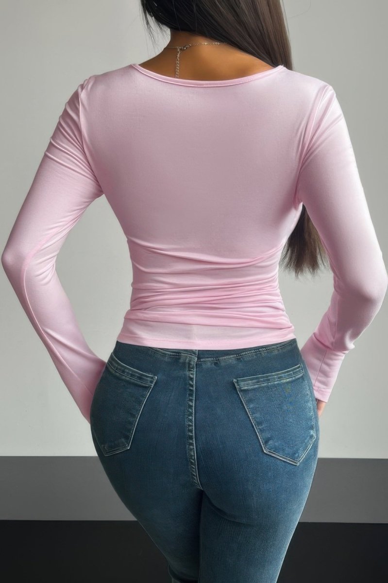 Top Black Polyester‑Elastane Slim Square‑Neck Top