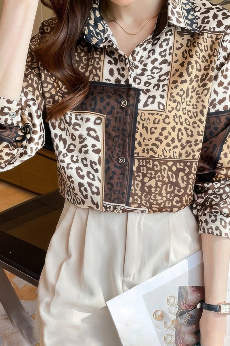 Blouse loose fit chain print drop shoulder summer top