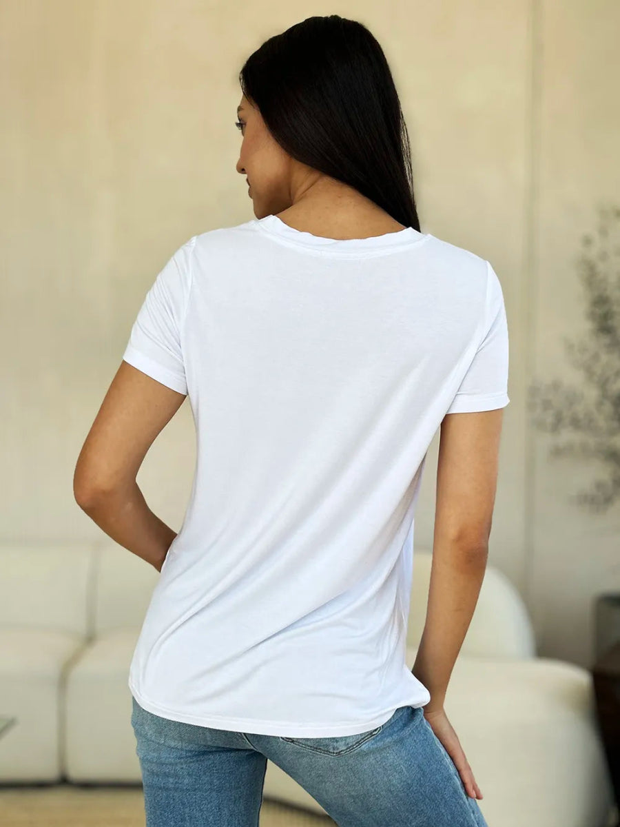 Short Sleeve Slit Hem Tunic Top for Office and Everyday Wear