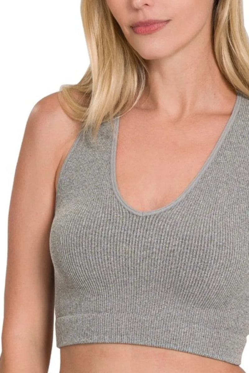 Ribbed Racerback Seamless Bra Tank Top – S/M to L/XL