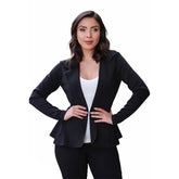 Blazer Feminino Alfaiataria Acinturado Básico Preto