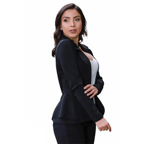 Blazer Feminino Alfaiataria Acinturado Básico Preto