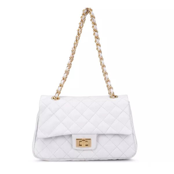 Bolsa Feminina de Couro Quilted Queen Branca