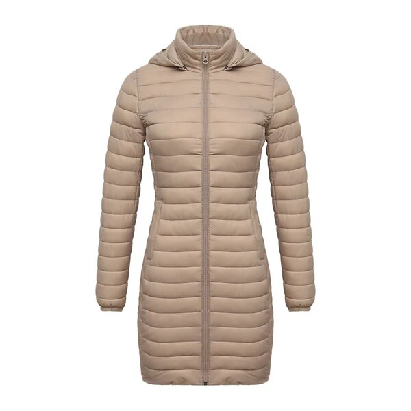 Jaqueta Feminina Puffer Snow Hooded Bege