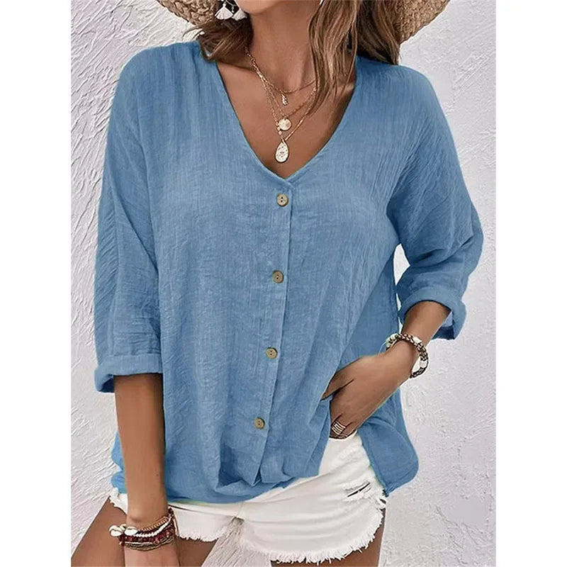 Camisa Feminina de Algodão Casual