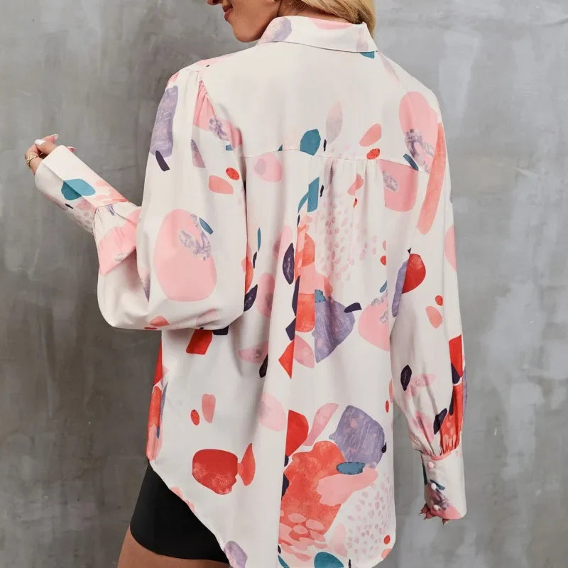 Camisa Feminina de Poliéster Tie Dye Oversized