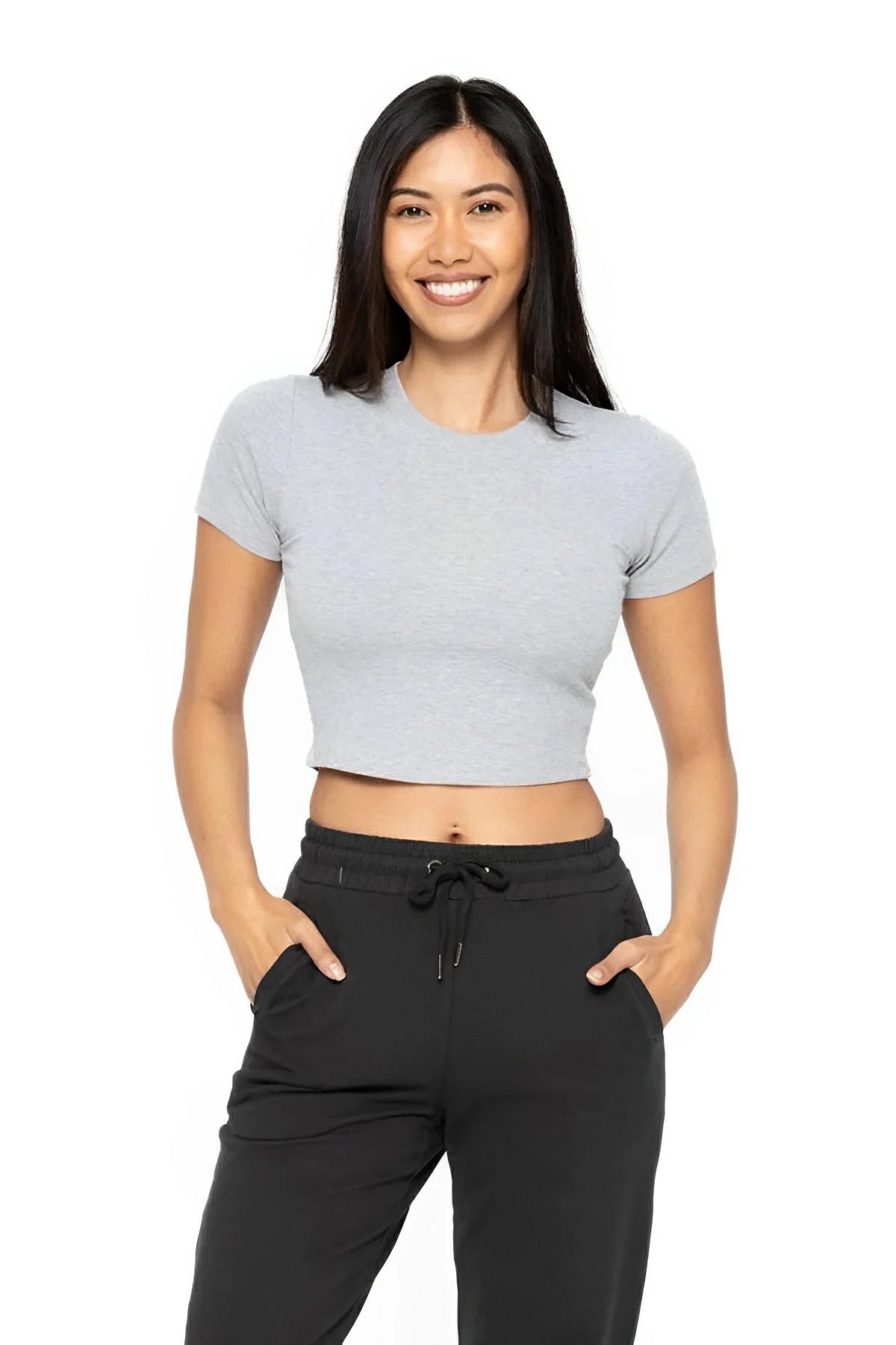 Essential Micro-Ribbed Cropped Tee for Active Lifestyle
