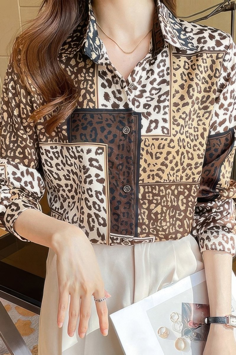 Blouse loose fit chain print drop shoulder summer top