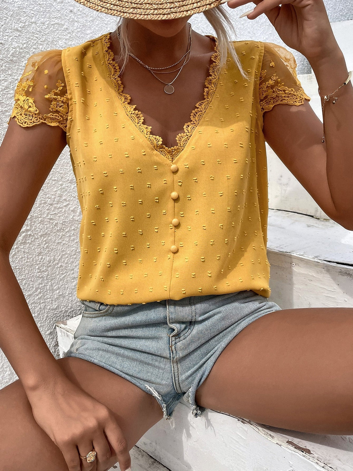 Blusa Feminina Renda Suiça